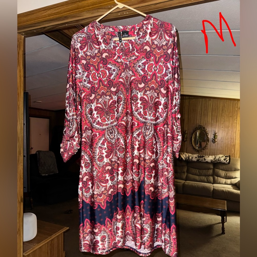 Paisley Print Pink and Blue Dress